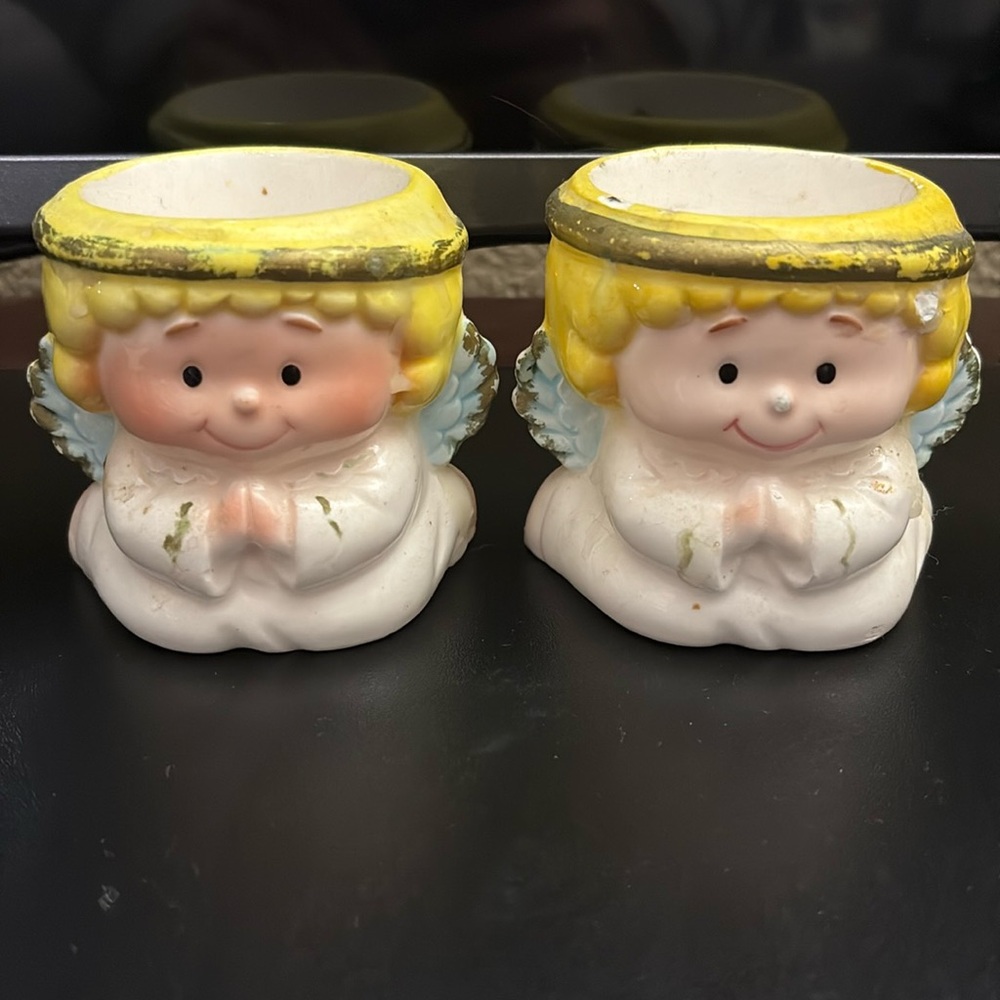 Cute Candle Holder Yellow Angel Set